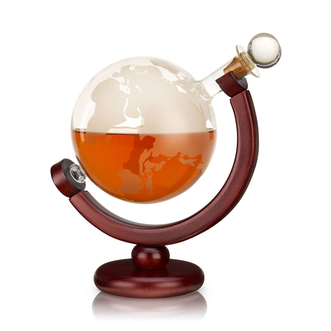 Globe Themed Liquor Decanter with Wood Base