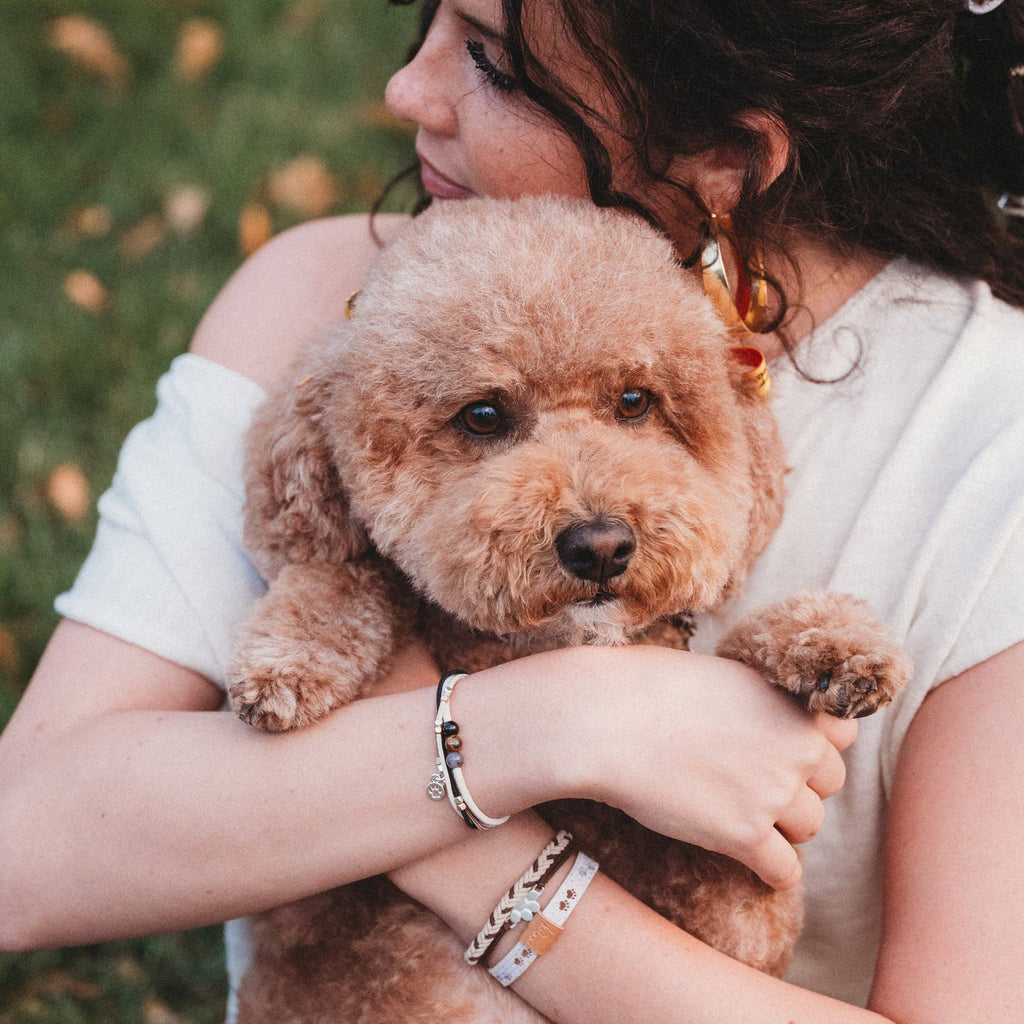 "Paws" Natural Hues with Silver and Paw Accents Hair Tie Bracelet-K'lani hair tie bracelets