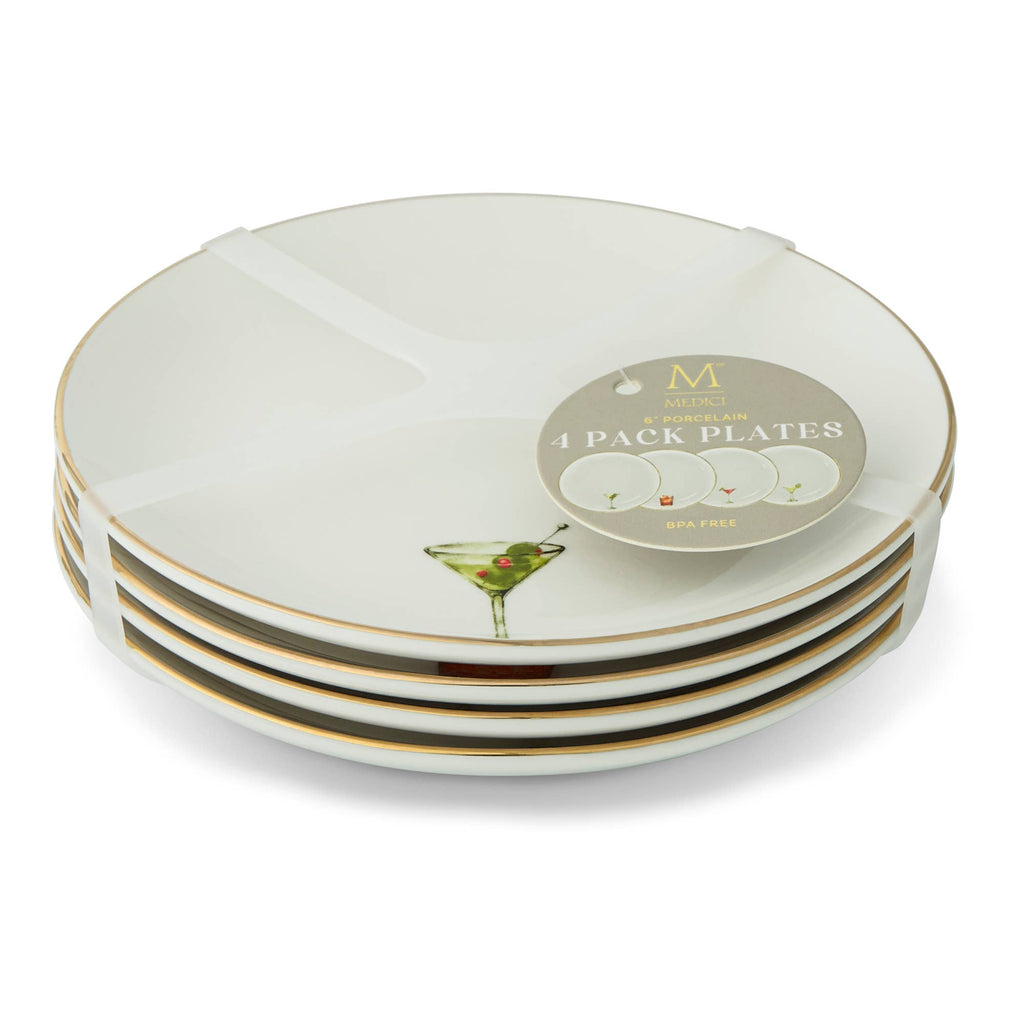 6" Gold Rim Plates - Classic Cocktails (assorted)