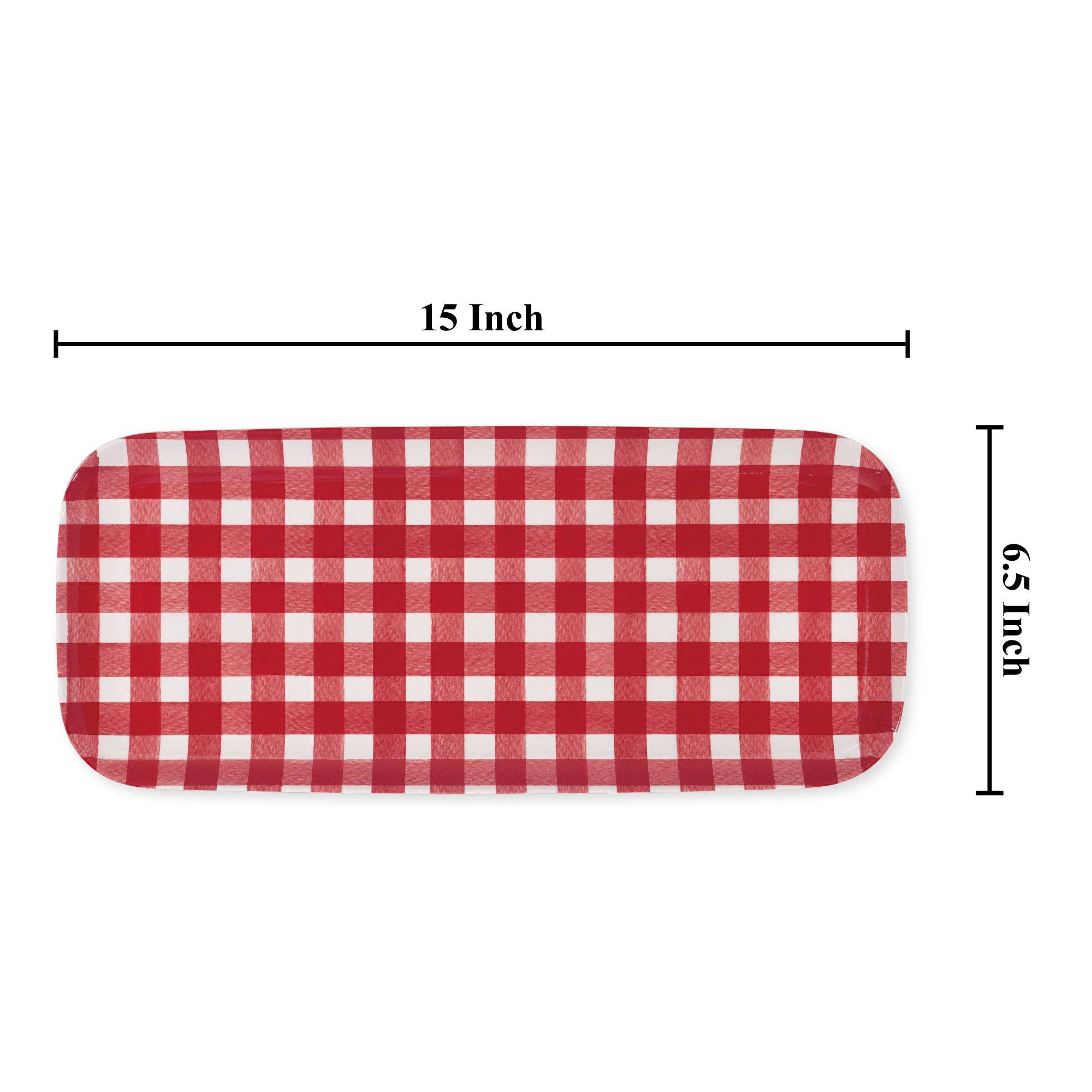 Gingham Red 15" Melamine Rectangle Tray