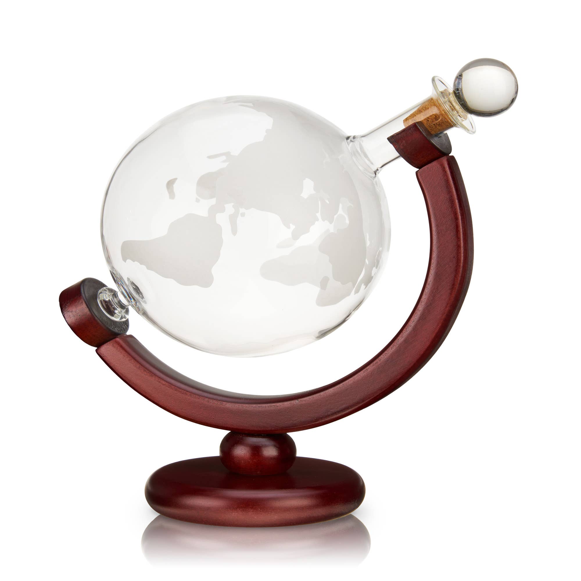 Globe Themed Liquor Decanter with Wood Base