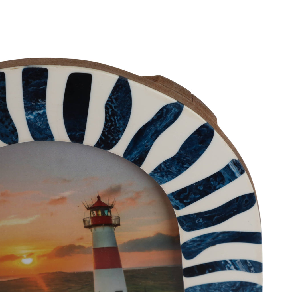 Blue/White 5x7 in. Resin Oval Photo Frame With Inlay Pieces