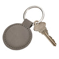 Leatherette Round Key Chain Grey 1 7/8" Dia