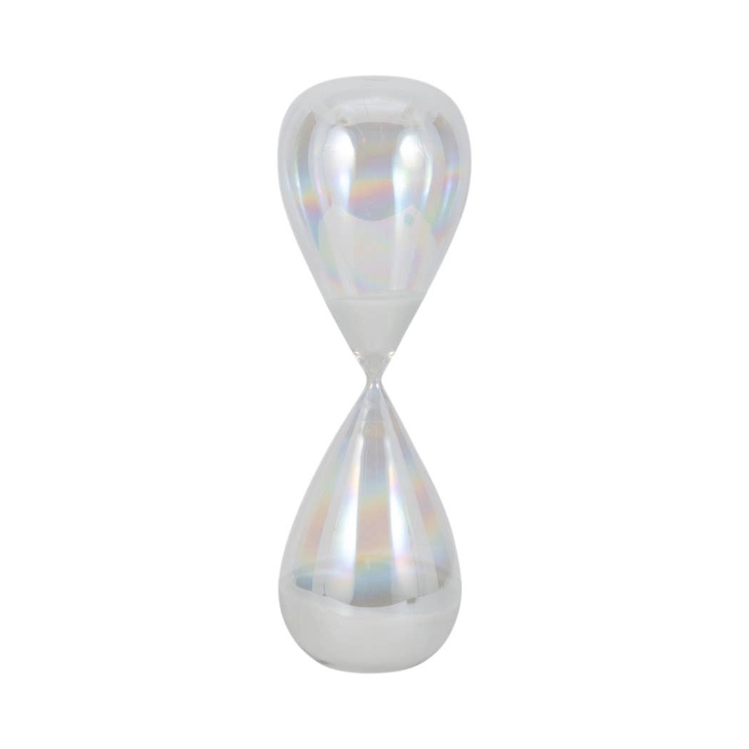 Glass Large Iridescent Teardrop Hourglass - Clear, 20 in.