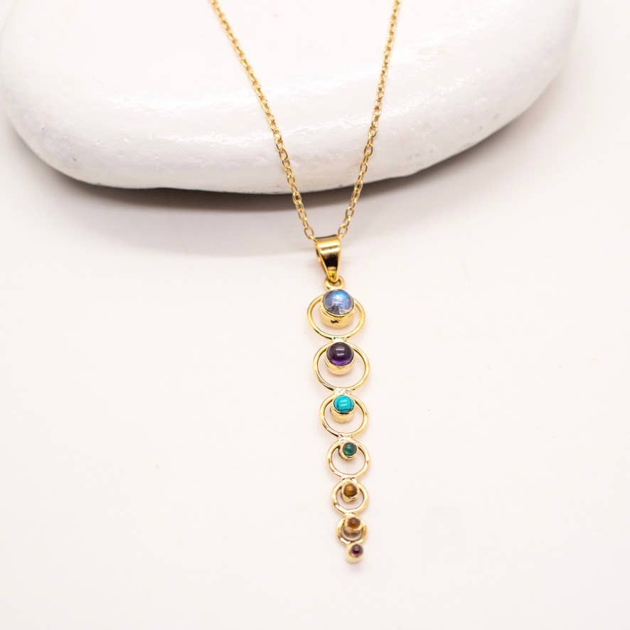 Baizaar - Brass Stone Chakra Necklace