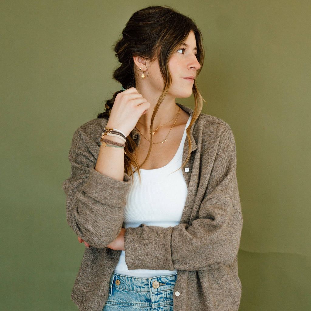 "Climb" Natural Colors with Gold Mountain Accent hair Tie Bracelets- K'lani hair tie bracelets