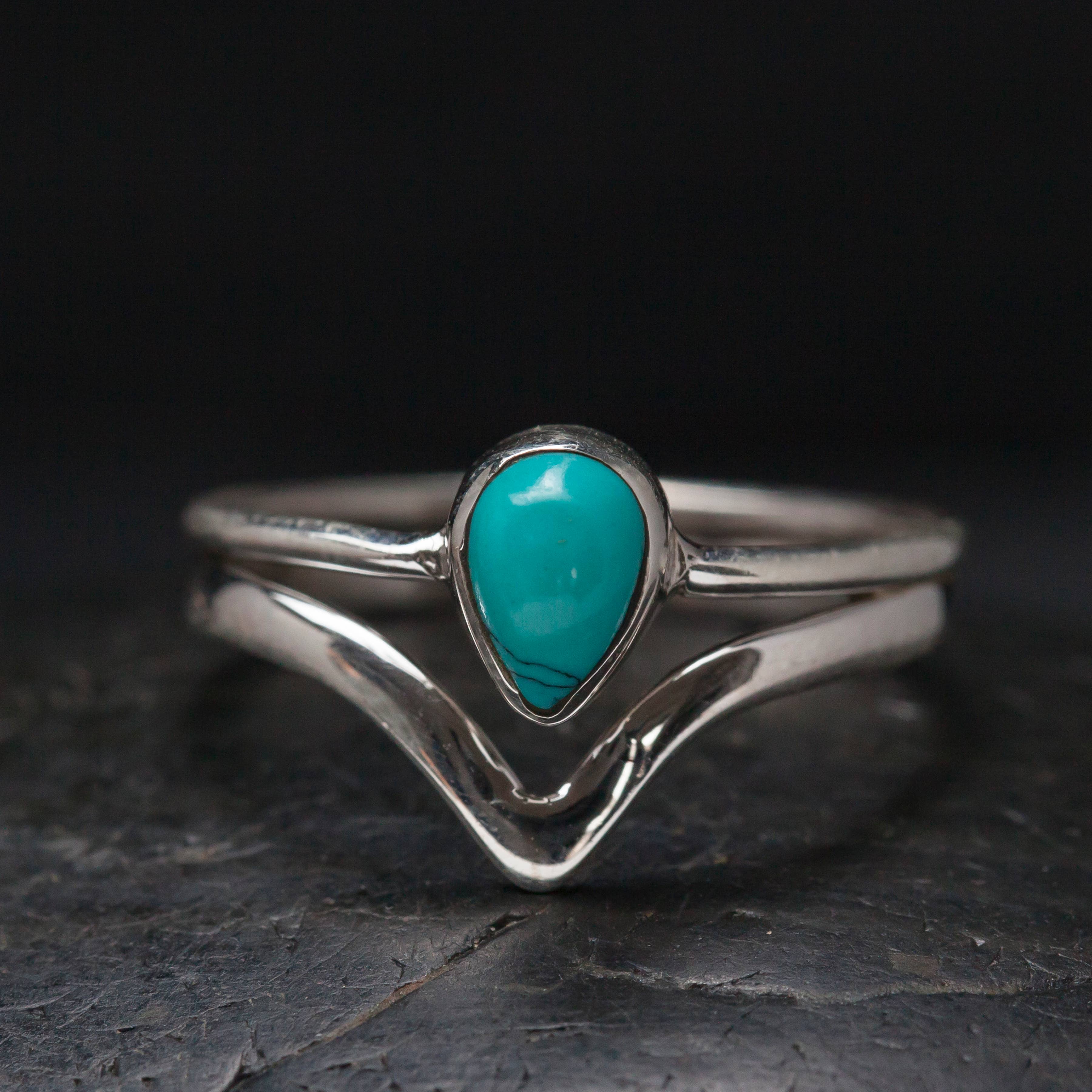 Sterling Silver Chevron Stone Ring