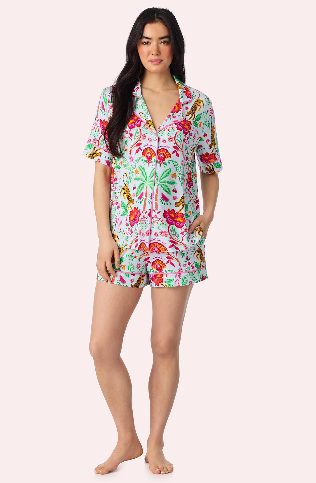 Dakota Short Knit Pajama Set In Rainforest Escape