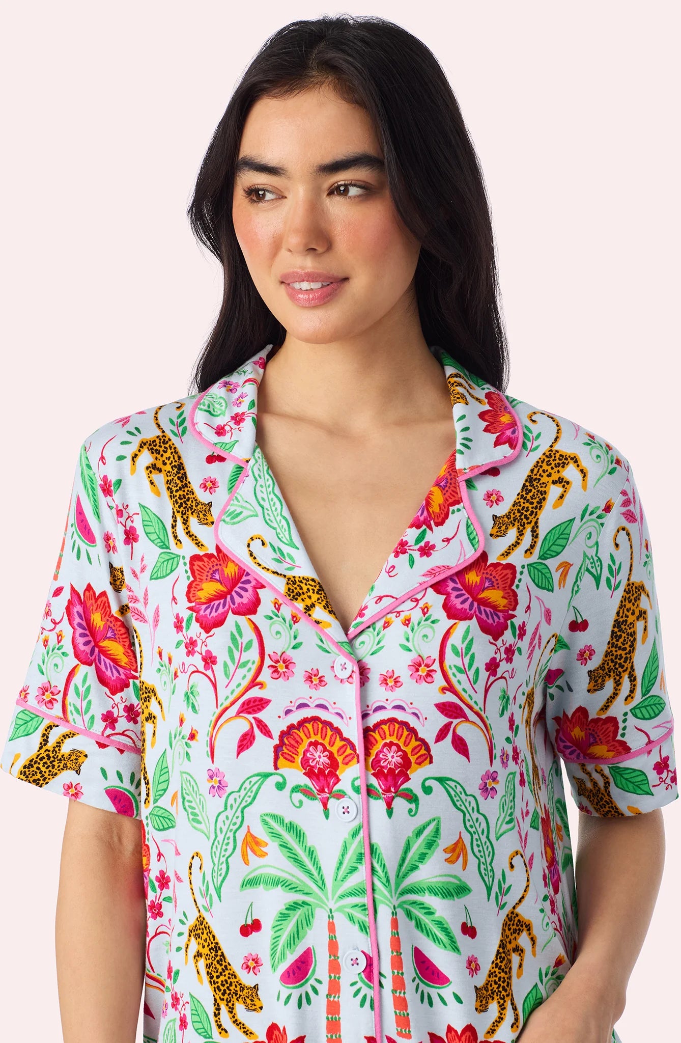 Dakota Short Knit Pajama Set In Rainforest Escape