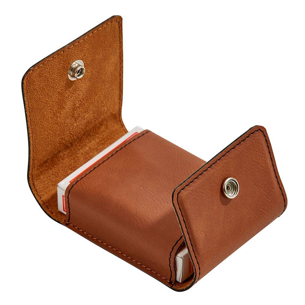 Leatherette Playing Cards Case,  Caramel 3.75"