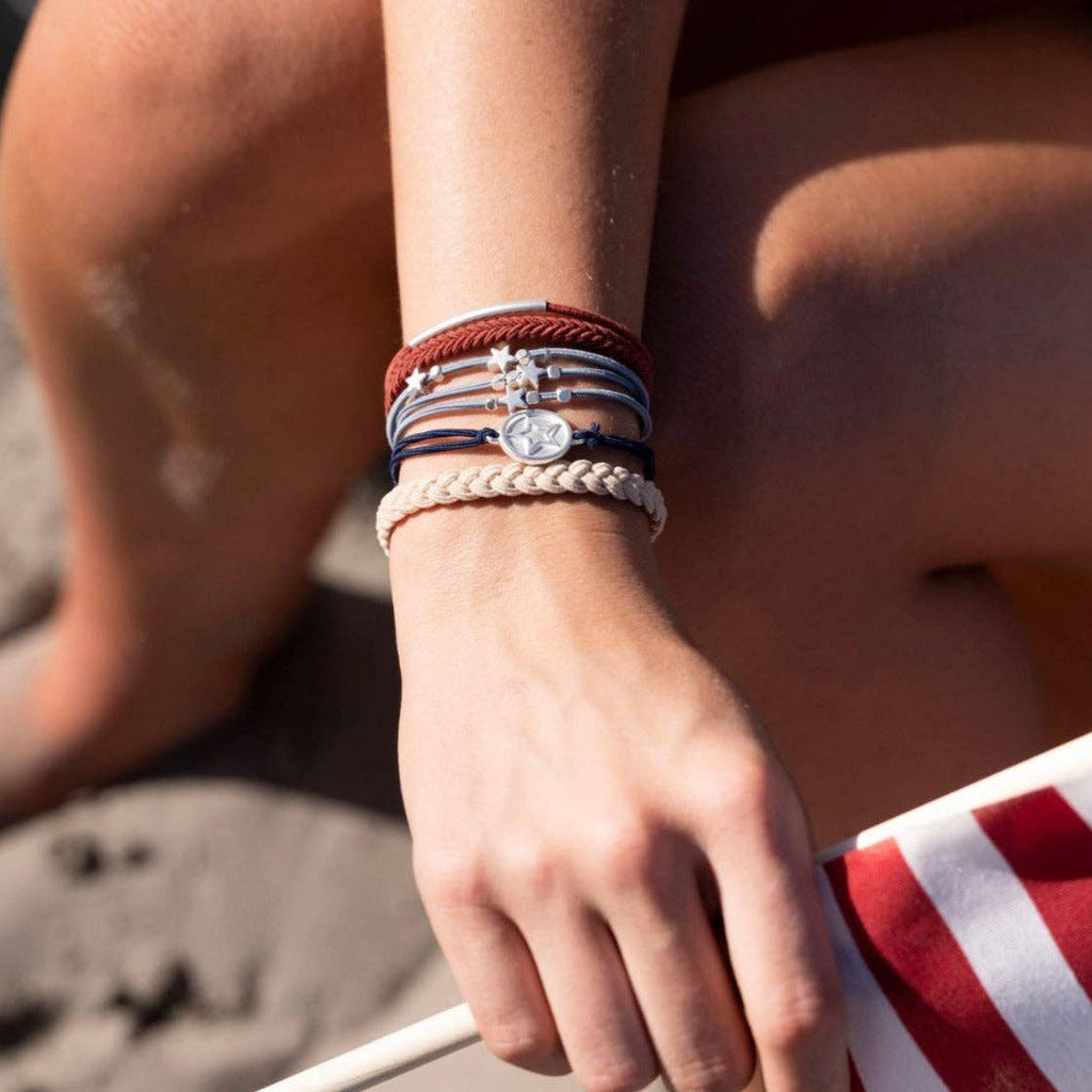"Brave" Red, White & Blue with Silver Star Accents- K'lani hair tie bracelets