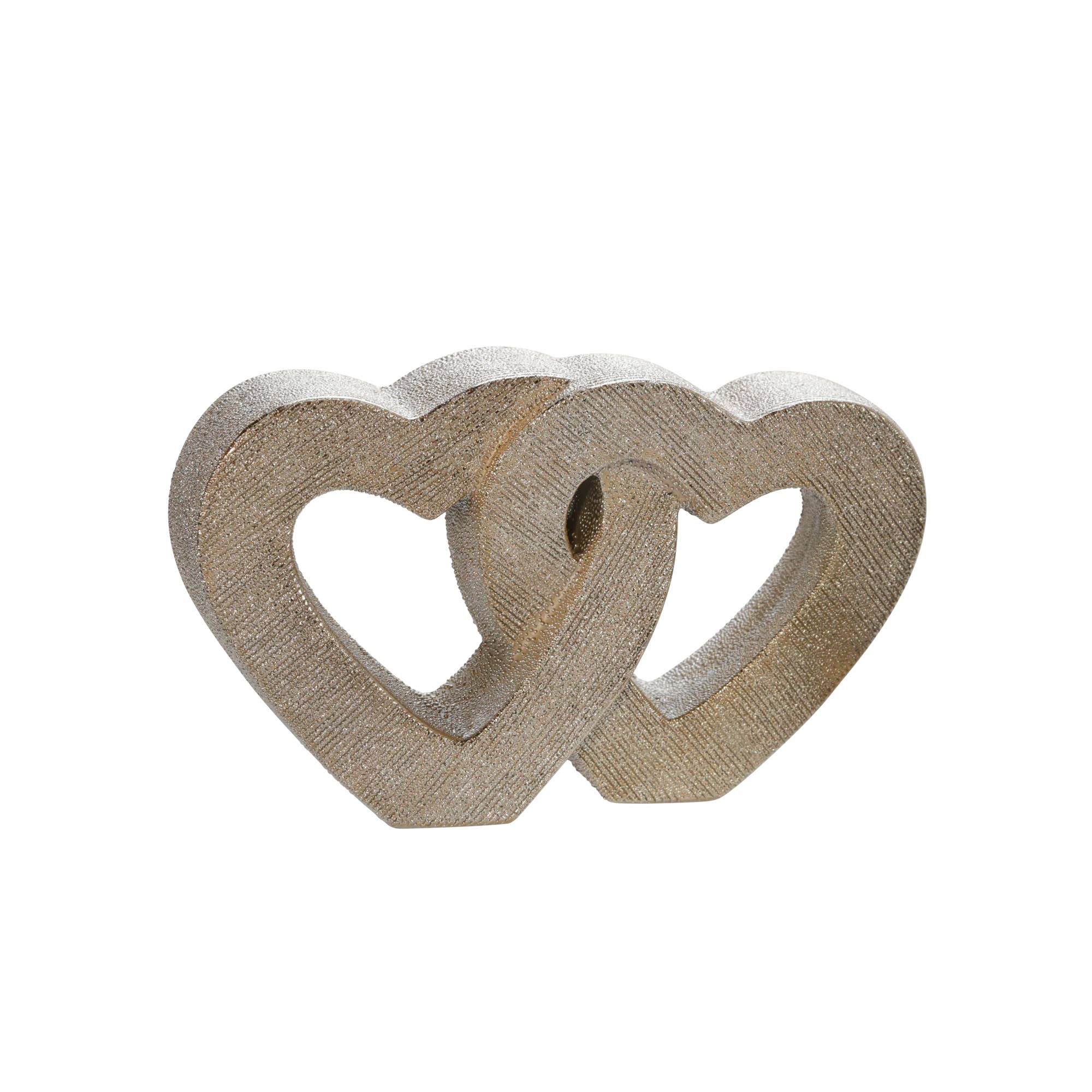 Gold Ceramic Double Heart Table, 10 in.