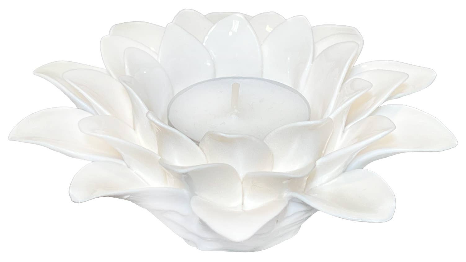 White  - Forever Floral Ceramic Tea Light Holder -
