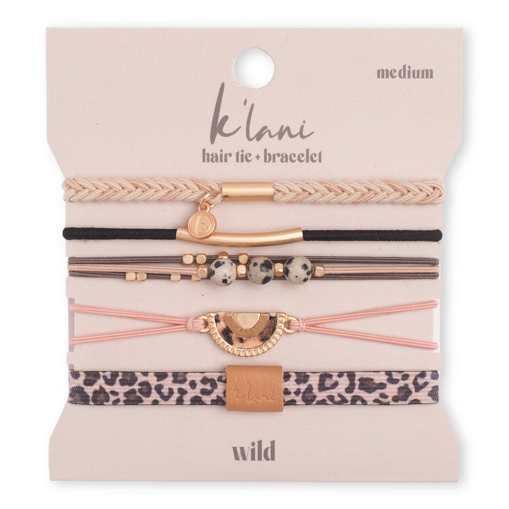 "Wild" Animal Print with Pink Accent Hair Tie Bracelets-K'lani hair tie bracelets