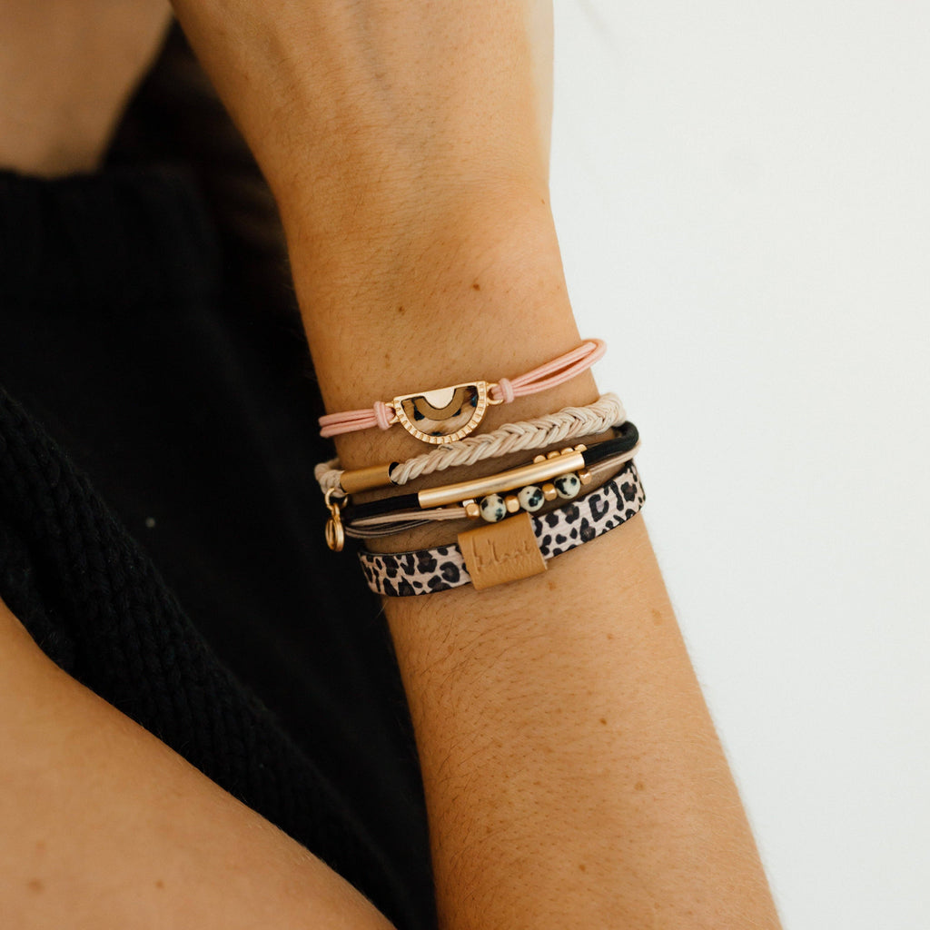 "Wild" Animal Print with Pink Accent Hair Tie Bracelets-K'lani hair tie bracelets