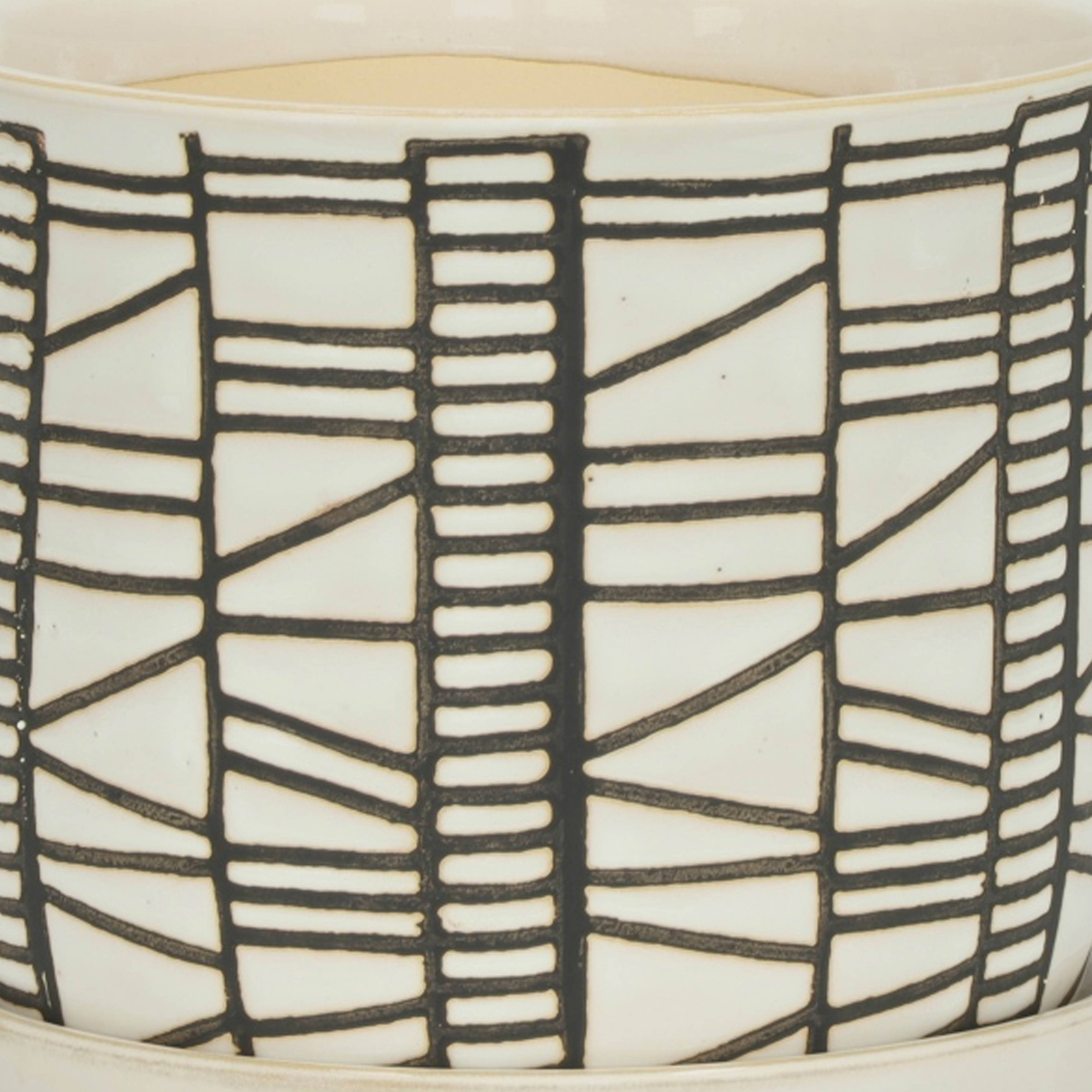 Sagebrook Home - Planters Set of 2 - Beige Ceramic Geometric Saucer, 6/8 in.