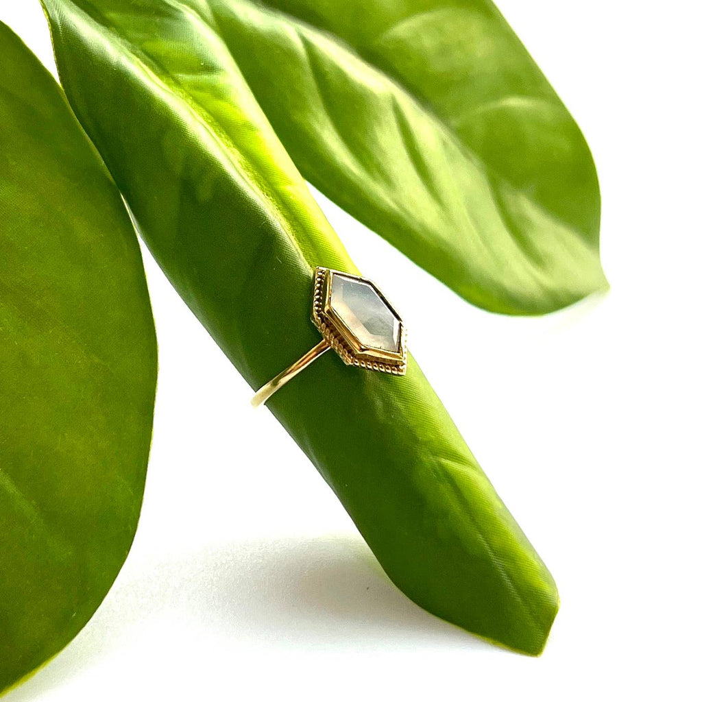 Baizaar - Brass Moonstone Solitaire Ring