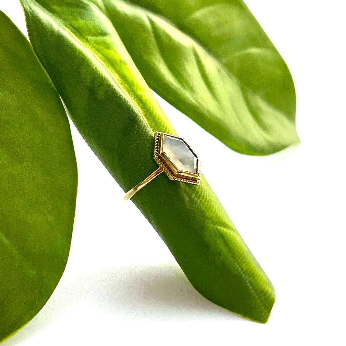 Baizaar - Brass Moonstone Solitaire Ring