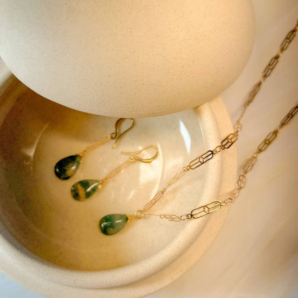 Foresta: moss agate deco chain necklace