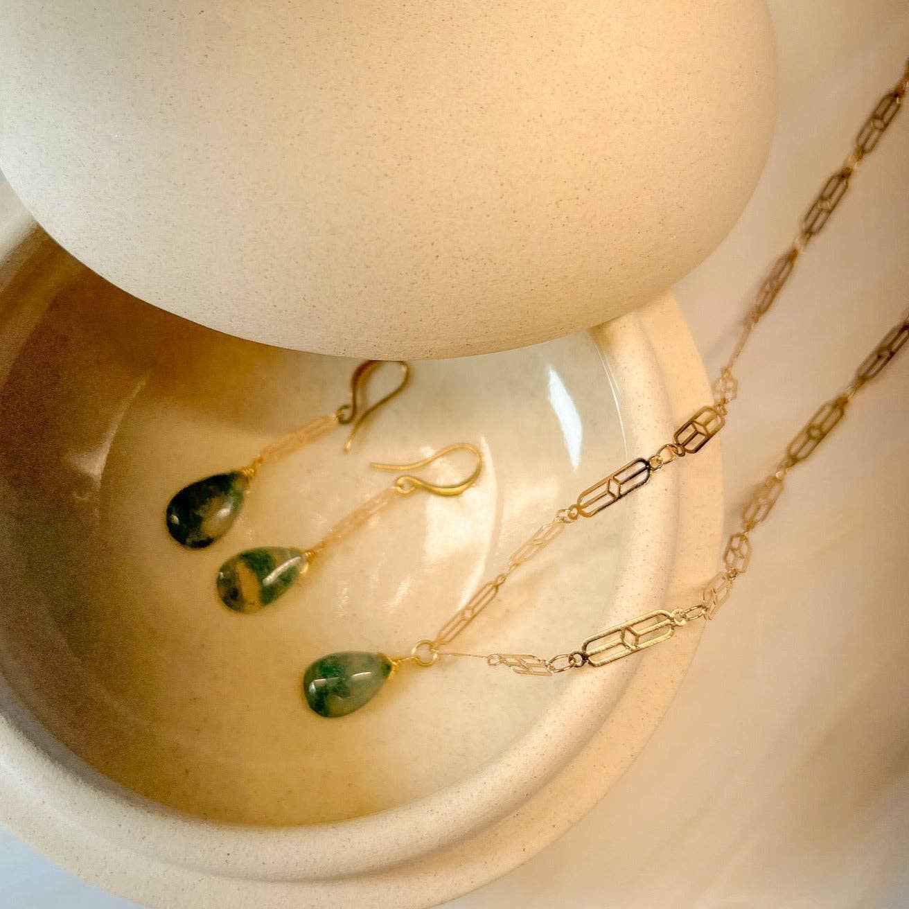 Foresta: moss agate deco chain necklace