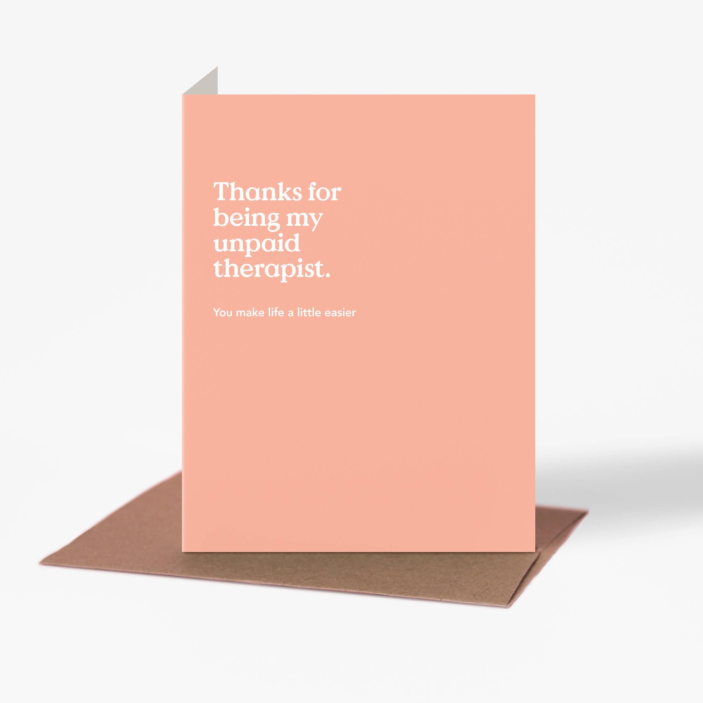 Unpaid Therapist Thank You Card