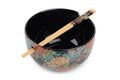 Ramen Noodle Bowls with Chopsticks - Black Floral