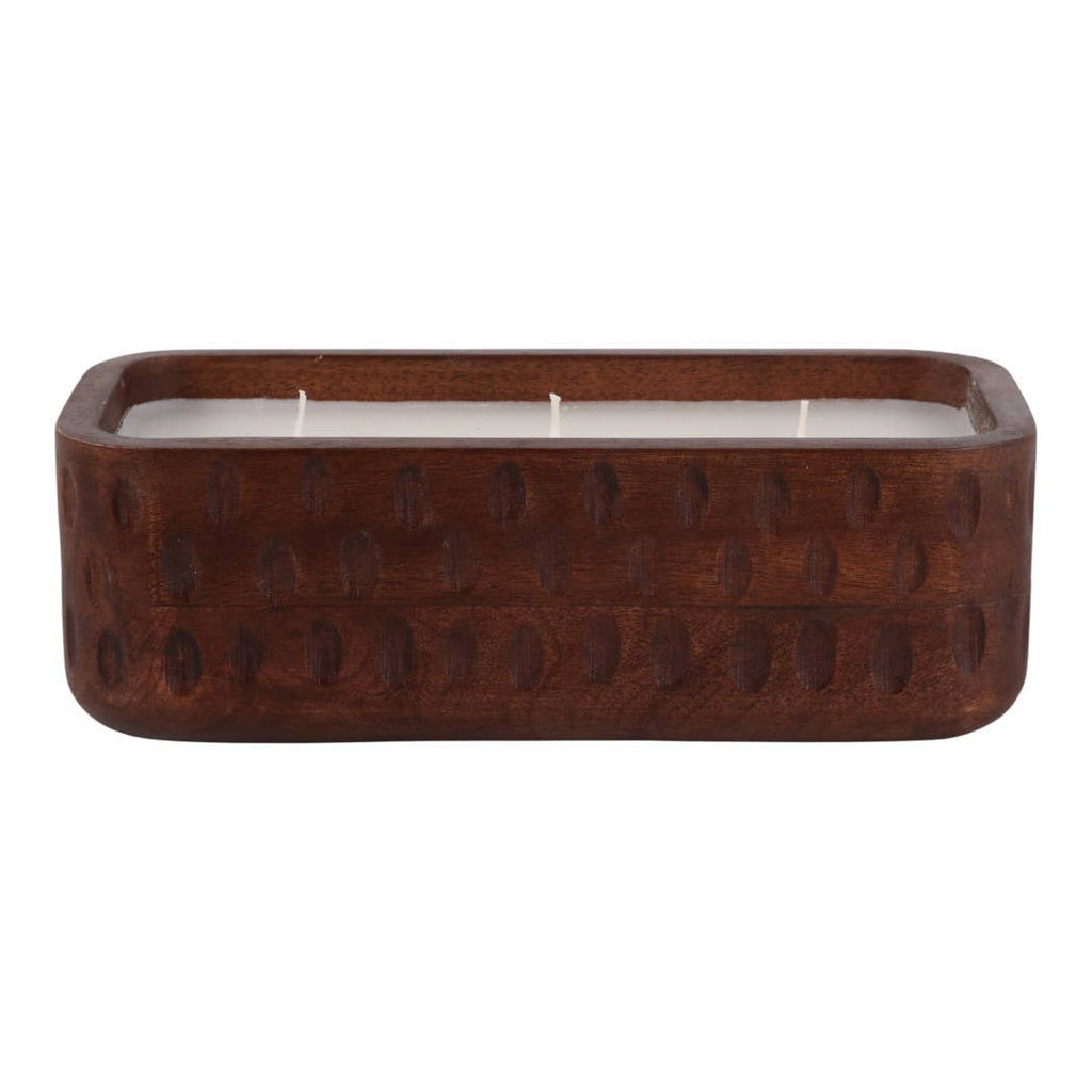 Brown Mango Pottery "Wood Hammered", 18 Oz, Vanilla Scented Candle