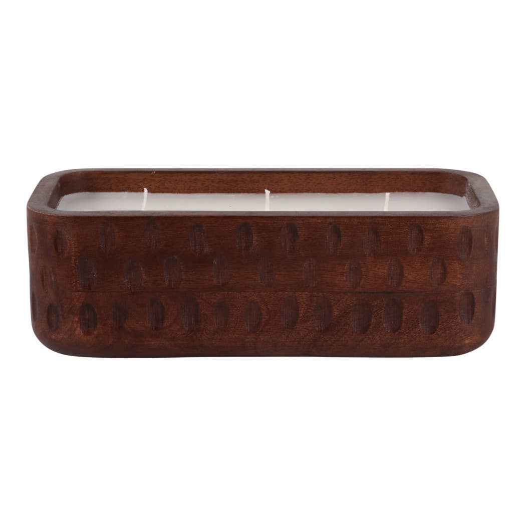 Brown Mango Pottery "Wood Hammered", 18 Oz, Vanilla Scented Candle
