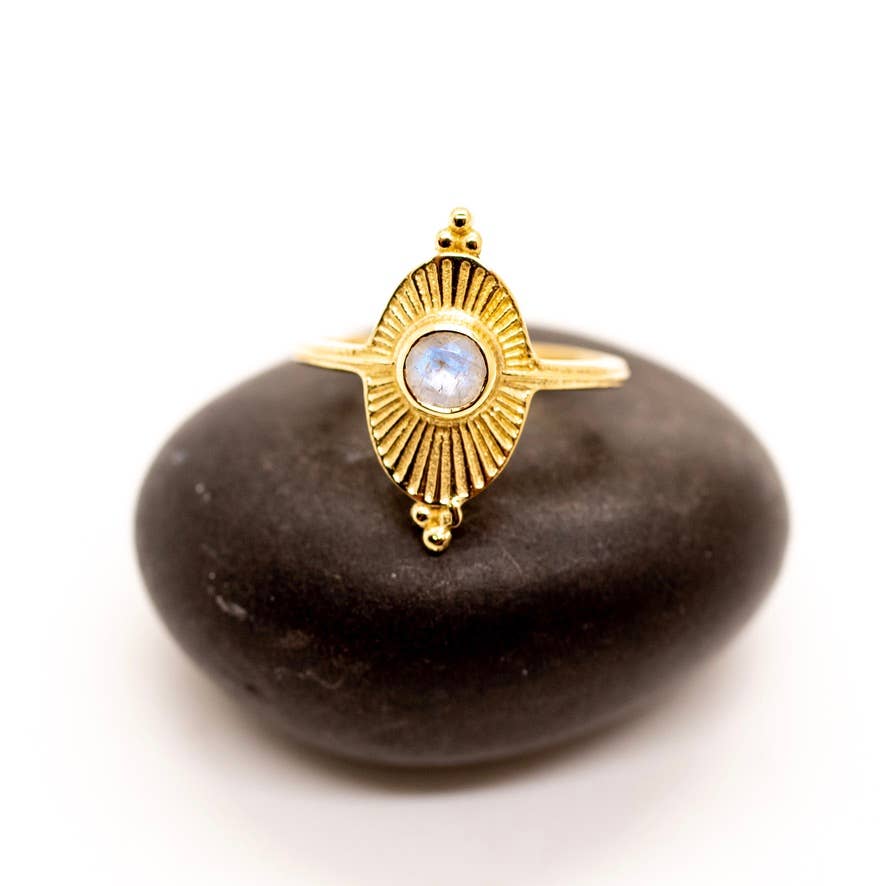 Baizaar - Brass Royal Moonstone Sunray Ring