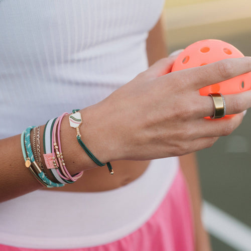 "Rally" Pickleball with Pink and Green Hair Tie Bracelets- K'lani hair tie bracelets