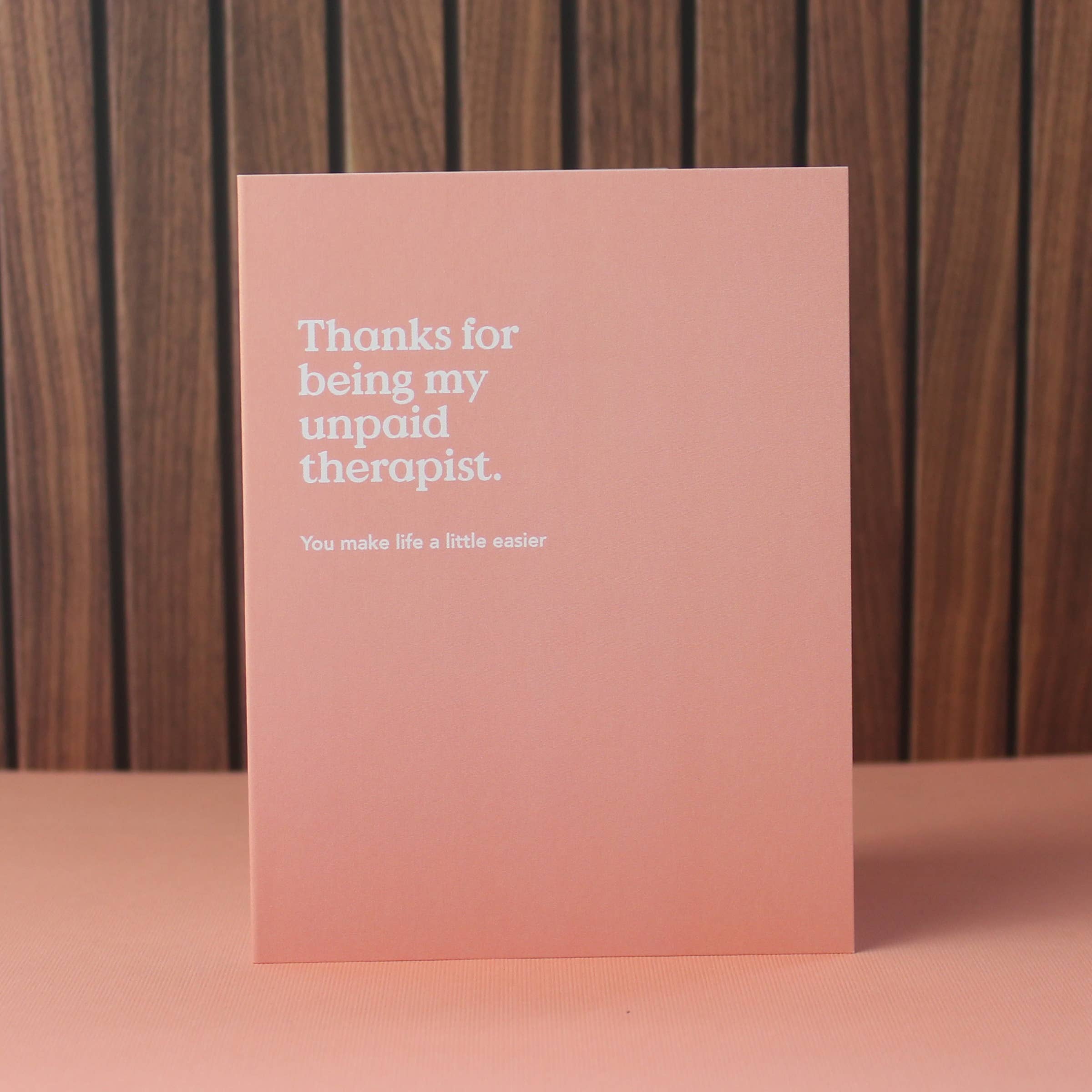 Unpaid Therapist Thank You Card