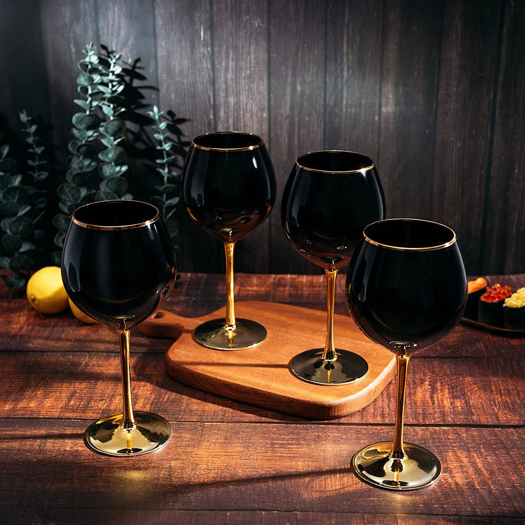 Black / Gold Stemmed Wine Glass