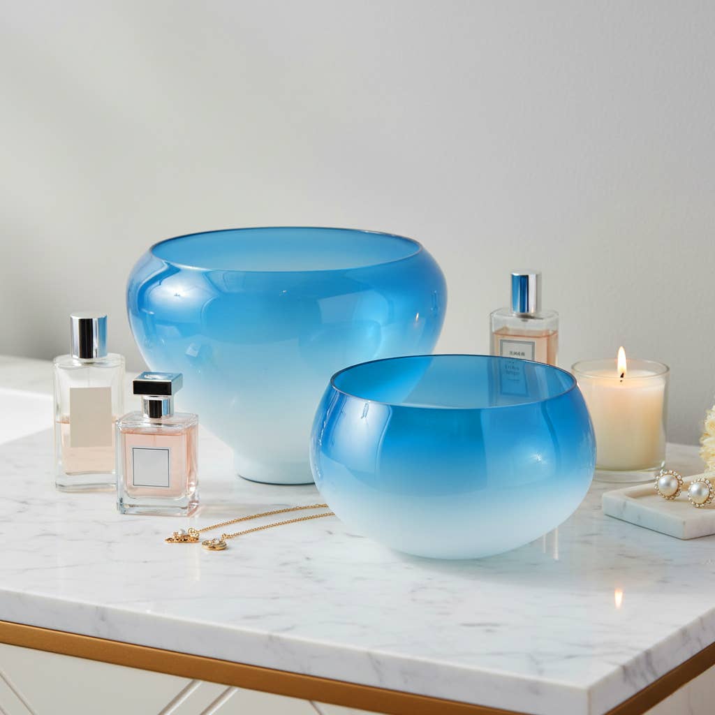 Decorative Bowls - Blue Glass Ombre, 10/14 in.