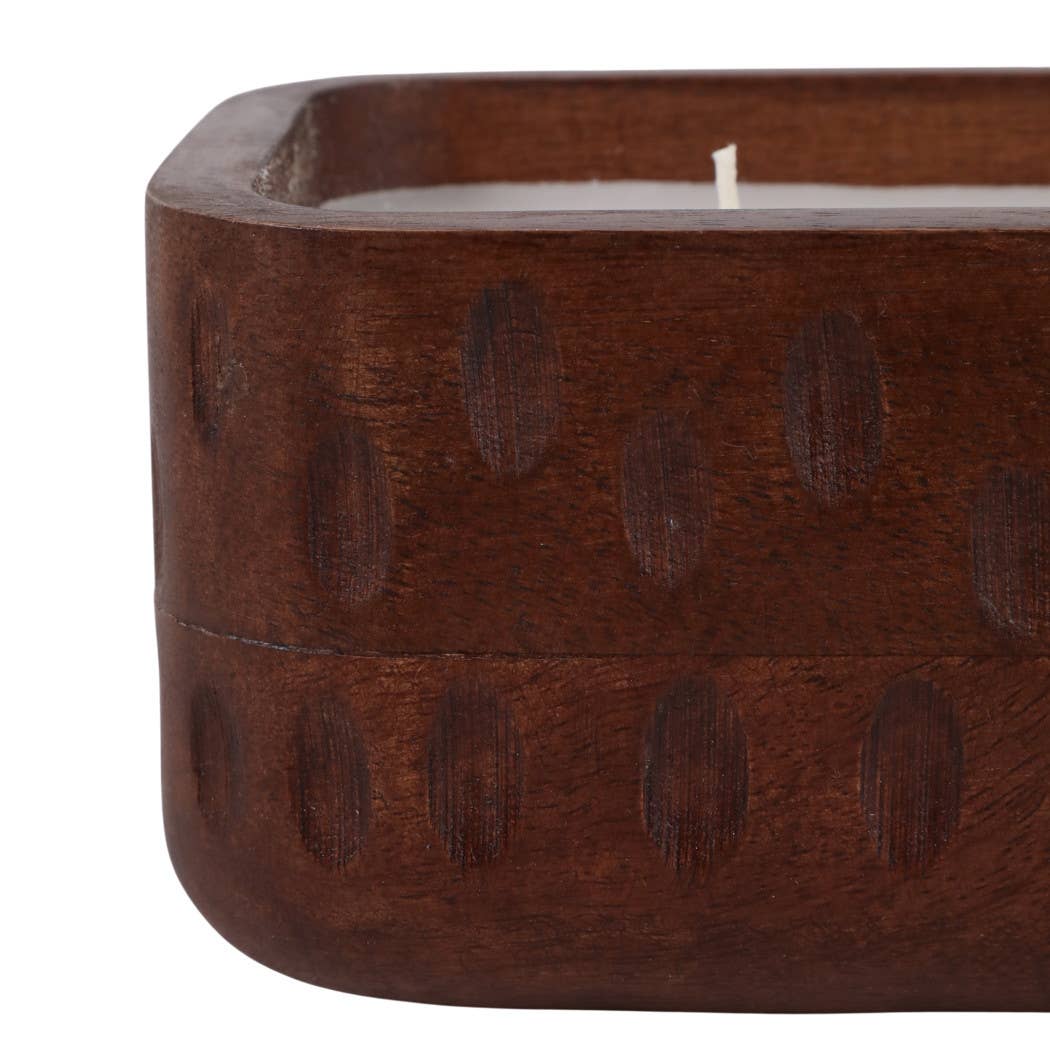 Brown Mango Pottery "Wood Hammered", 18 Oz, Vanilla Scented Candle