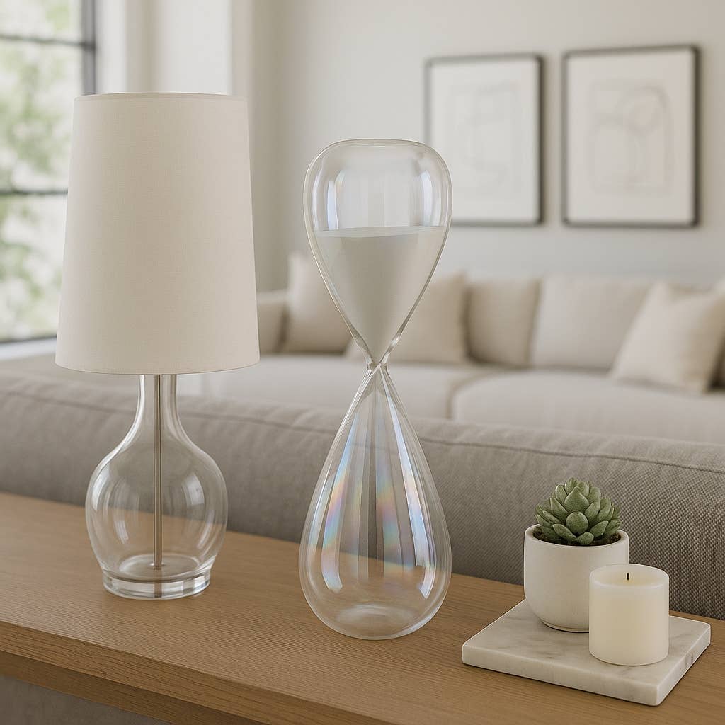 Glass Large Iridescent Teardrop Hourglass - Clear, 20 in.