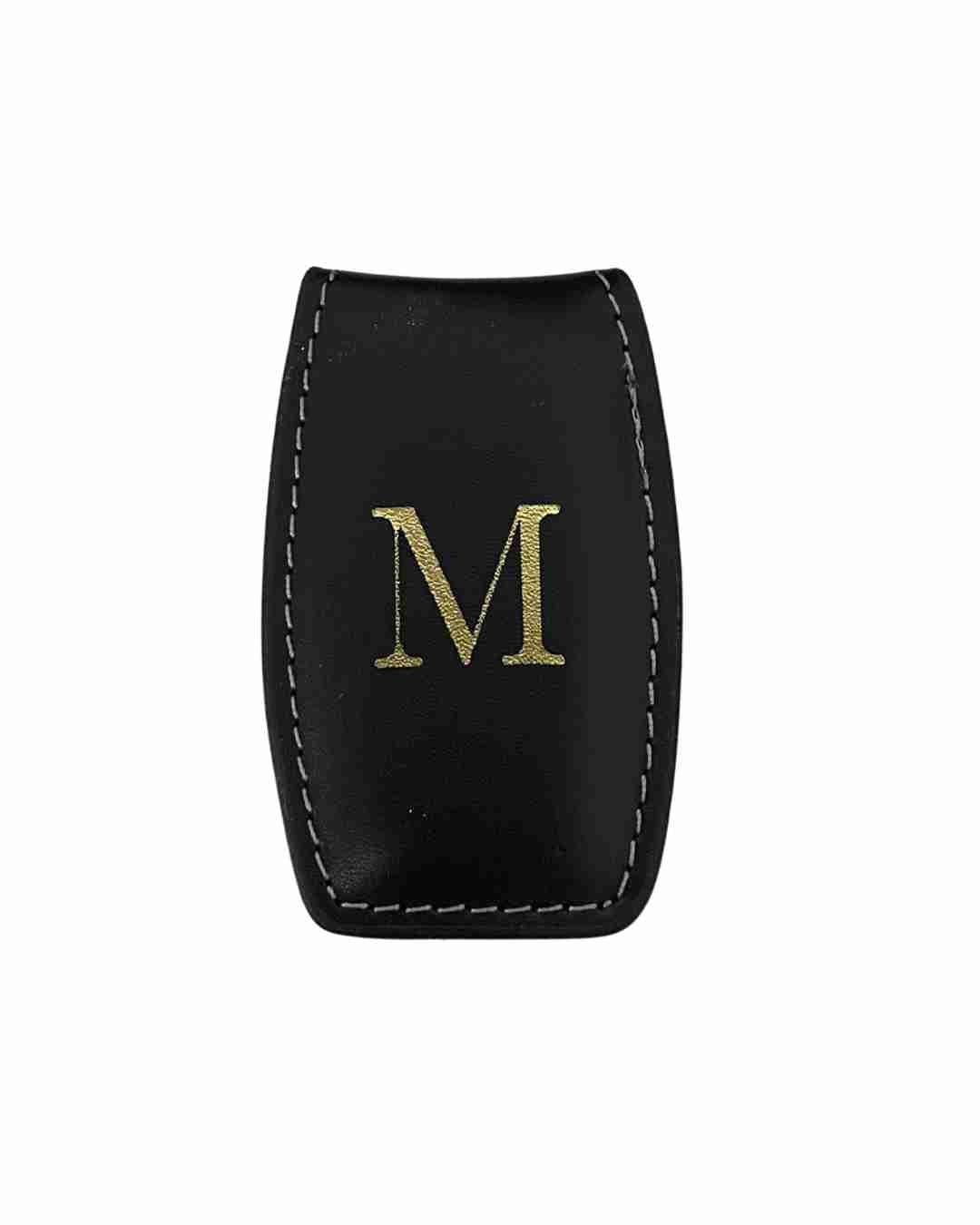 Black Leather Money Clip - Gift for Him