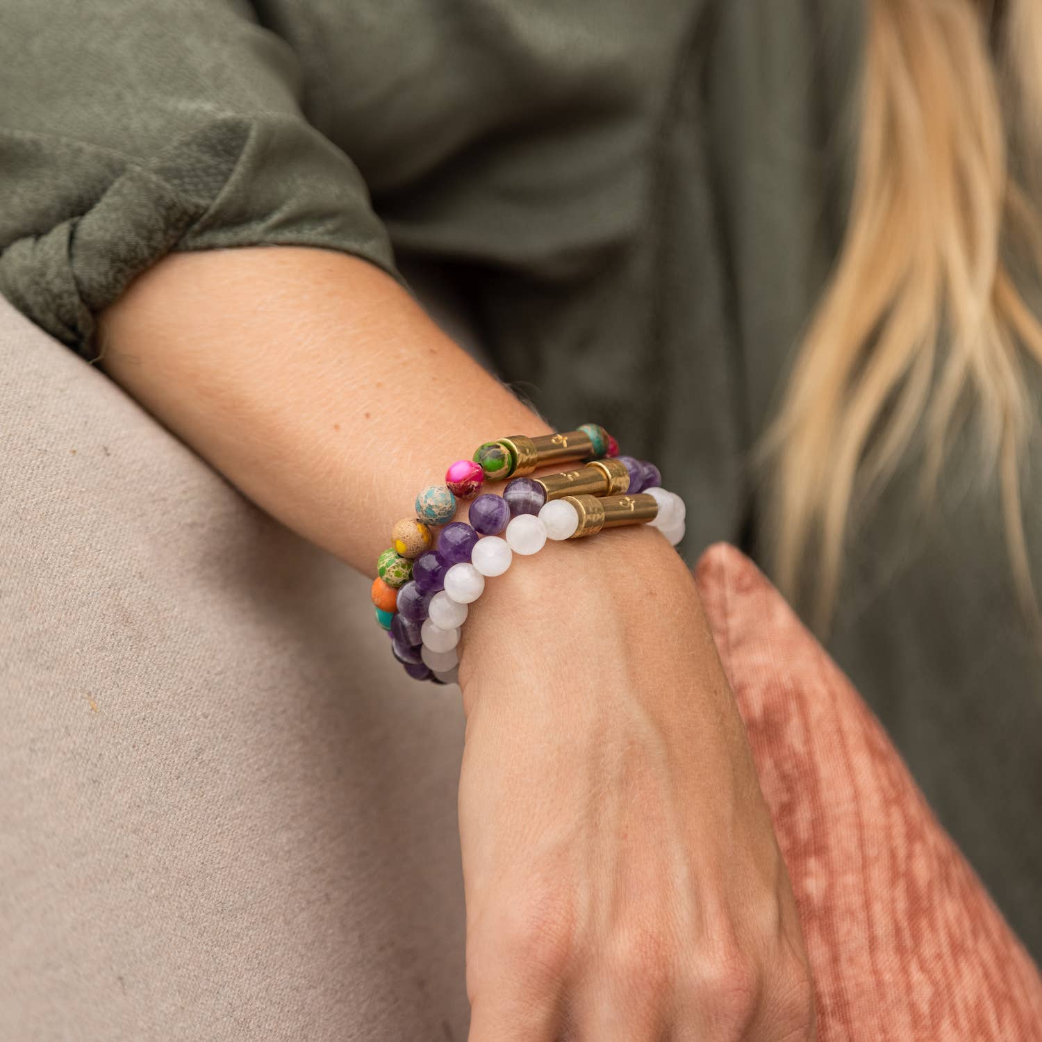 Rainbow Sea Sediment Jasper Intention Bracelet- Wishbeads