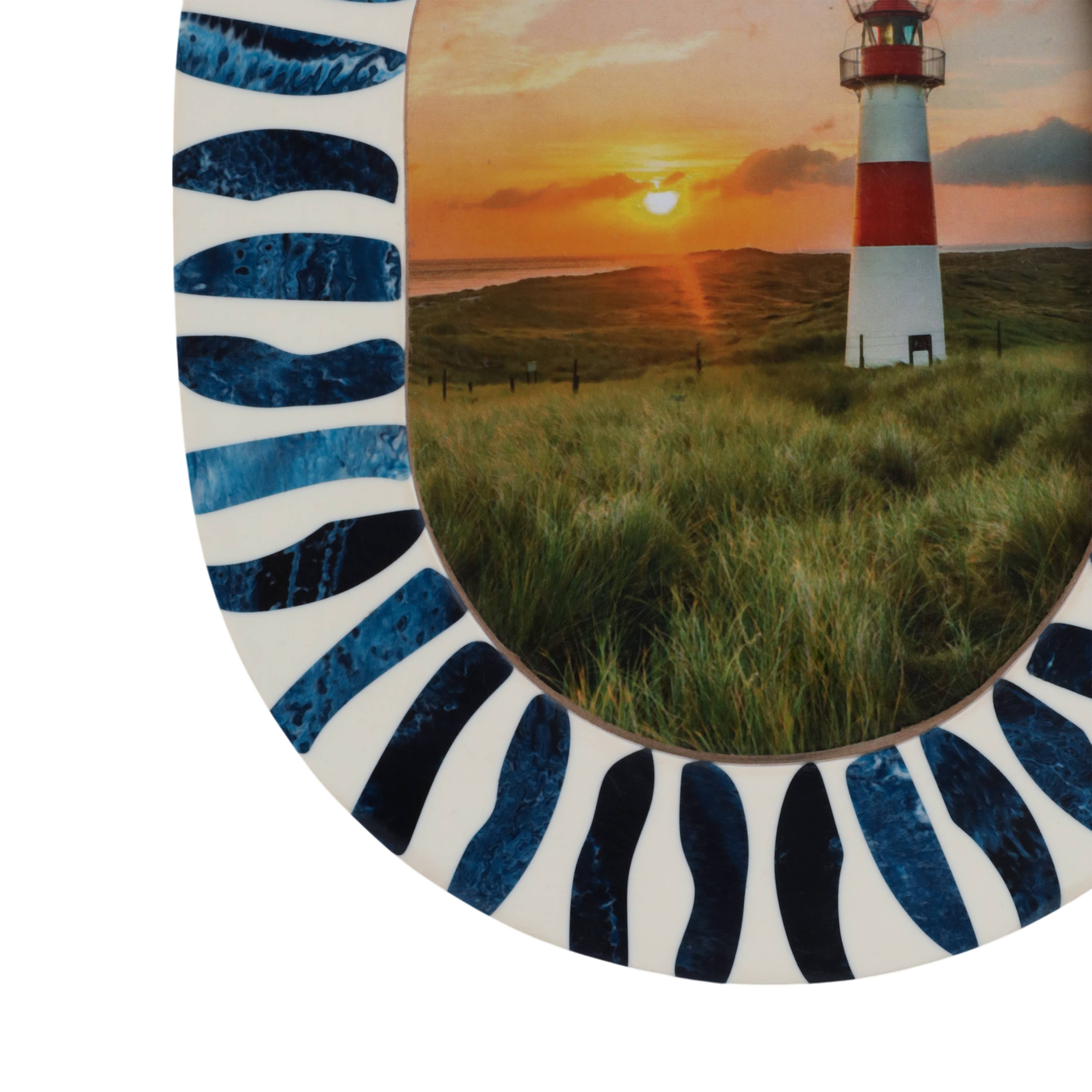 Blue/White 5x7 in. Resin Oval Photo Frame With Inlay Pieces