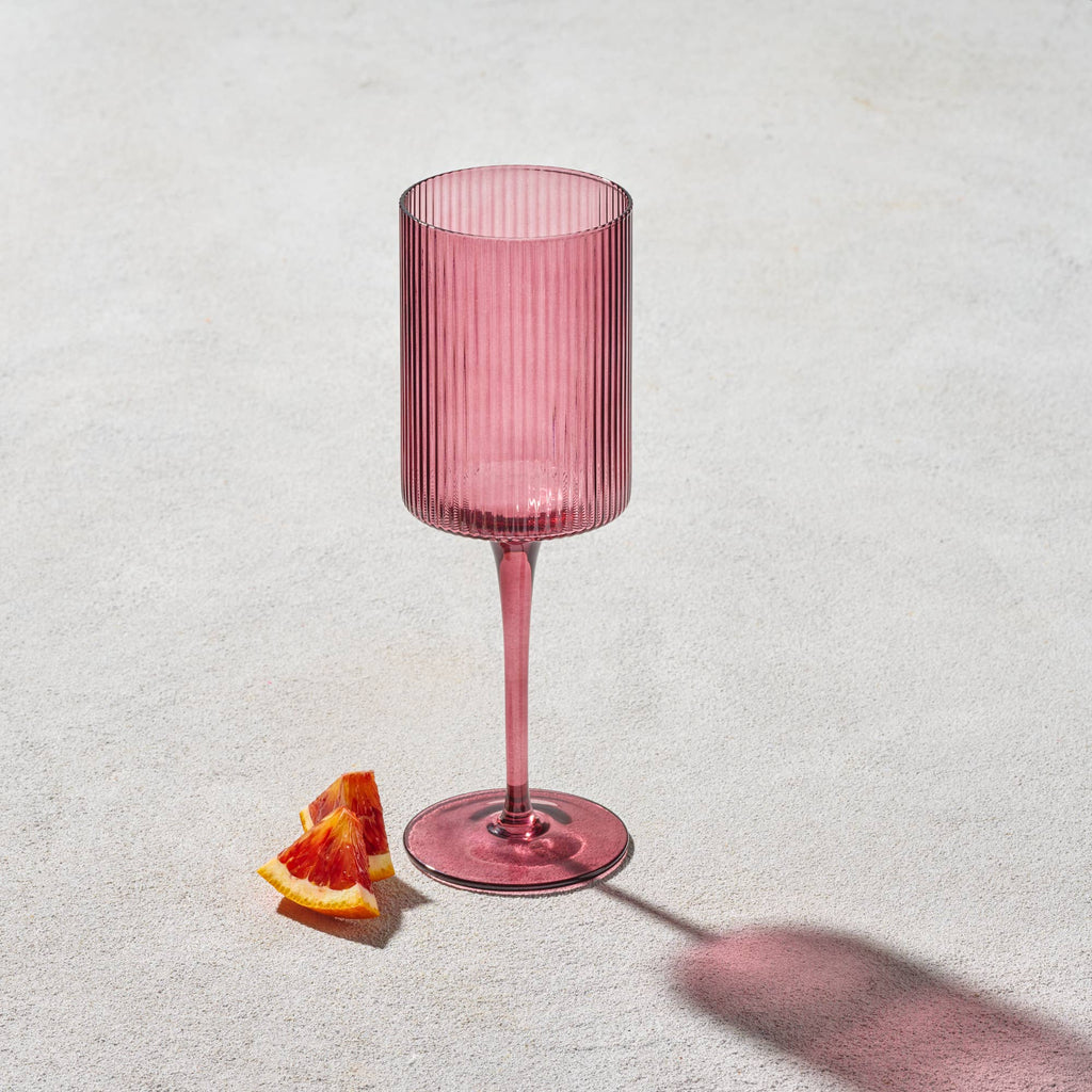 Malibu, Ribbed Glass, Plum, 17oz Wine glass