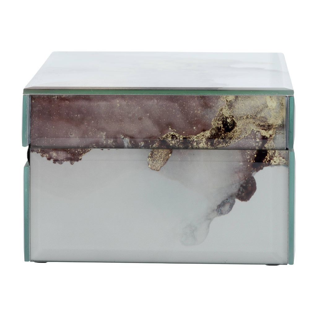 Decorative Box - White/Beige/Gold Wood