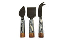 Zebra Marble & Wood Onyx Cheese Set