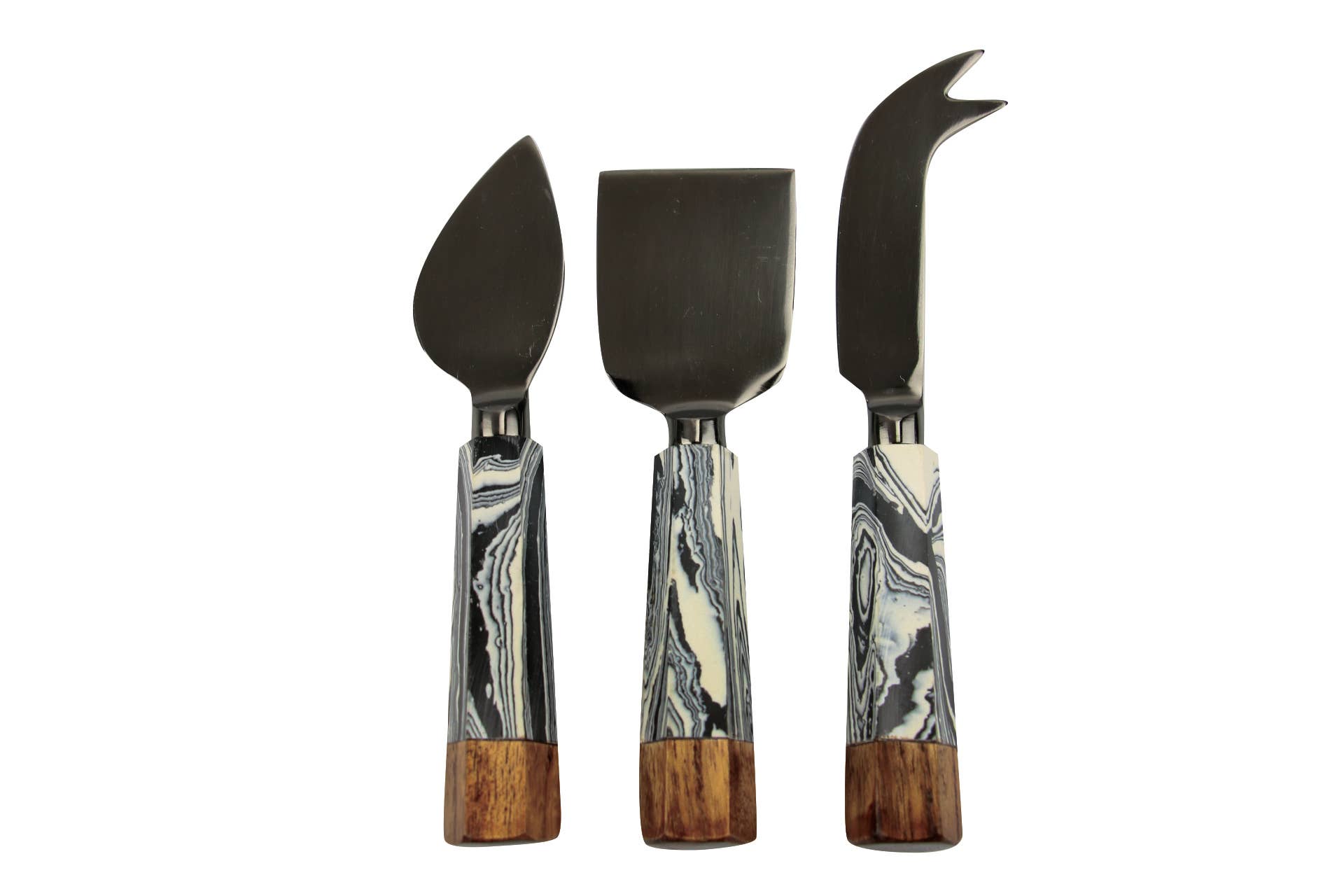 Zebra Marble & Wood Onyx Cheese Set