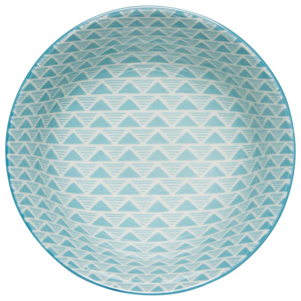 Red Blue Leaf Geo Stamped Bowl 6 Inch