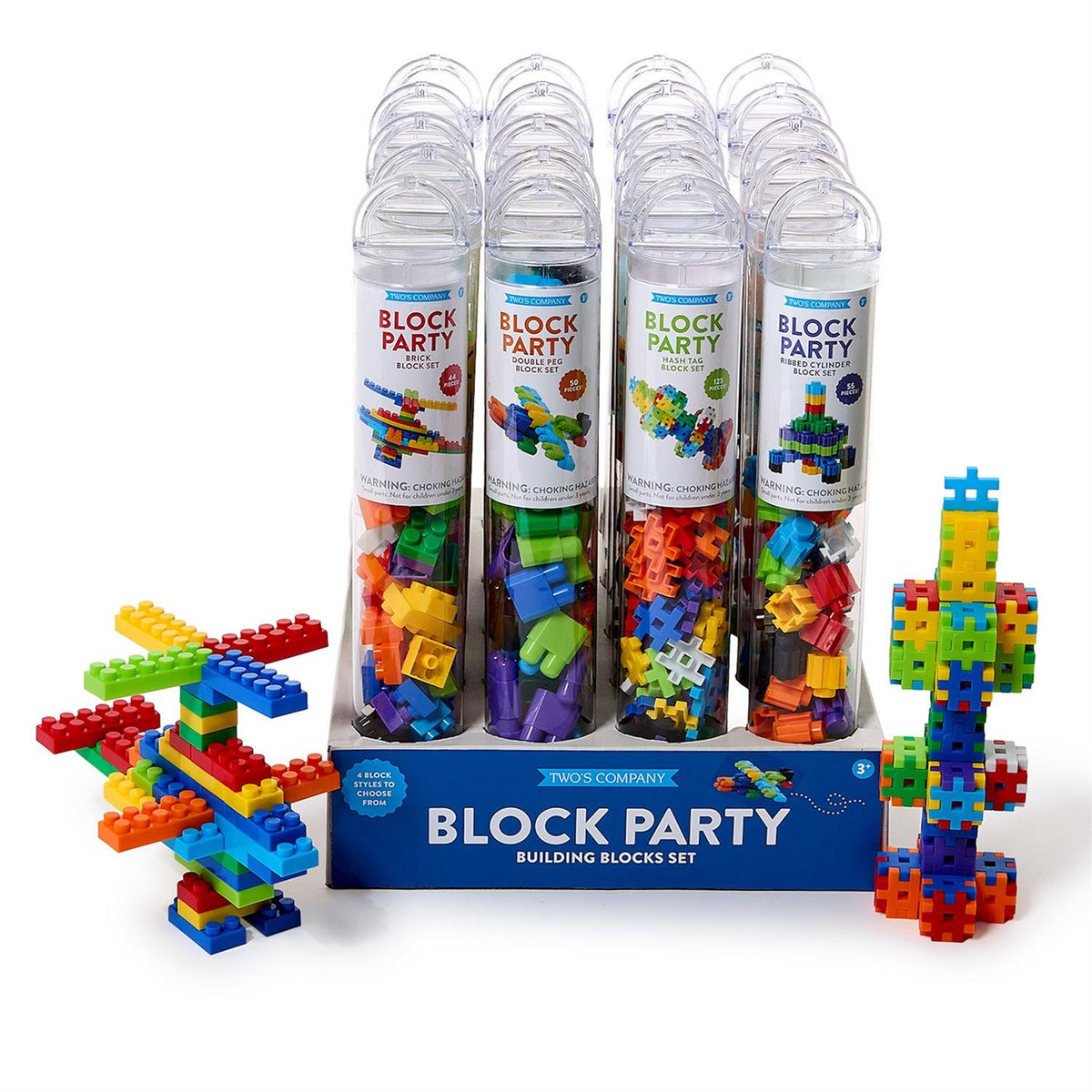 Block Party Building Blocks in Storage Tube- 4 Designs