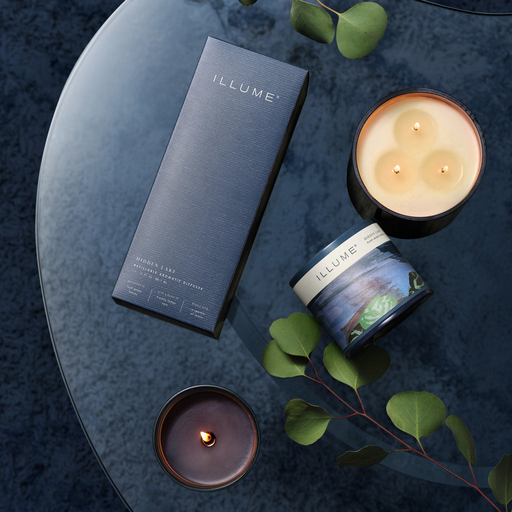 Hidden Lake Boxed Glass Illume Candle