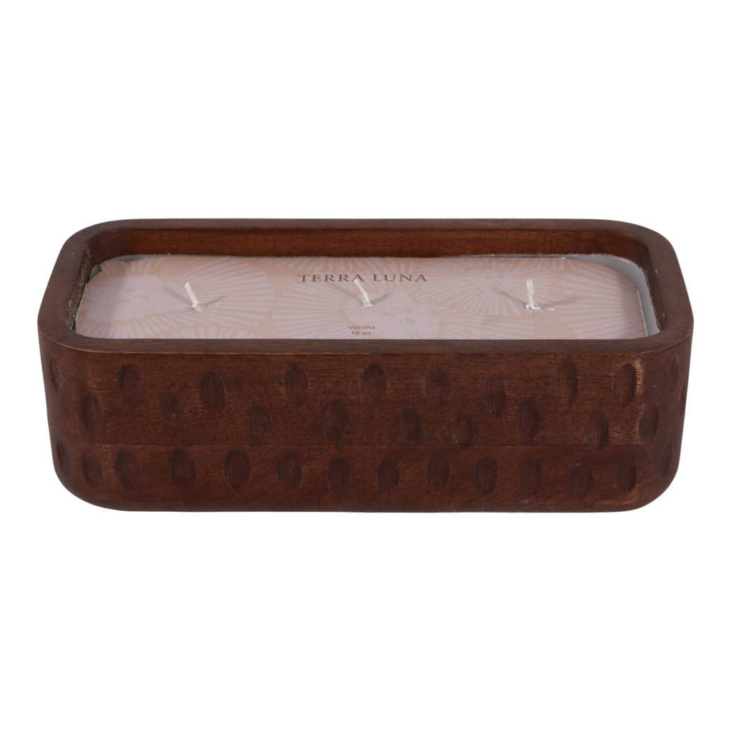 Brown Mango Pottery "Wood Hammered", 18 Oz, Vanilla Scented Candle