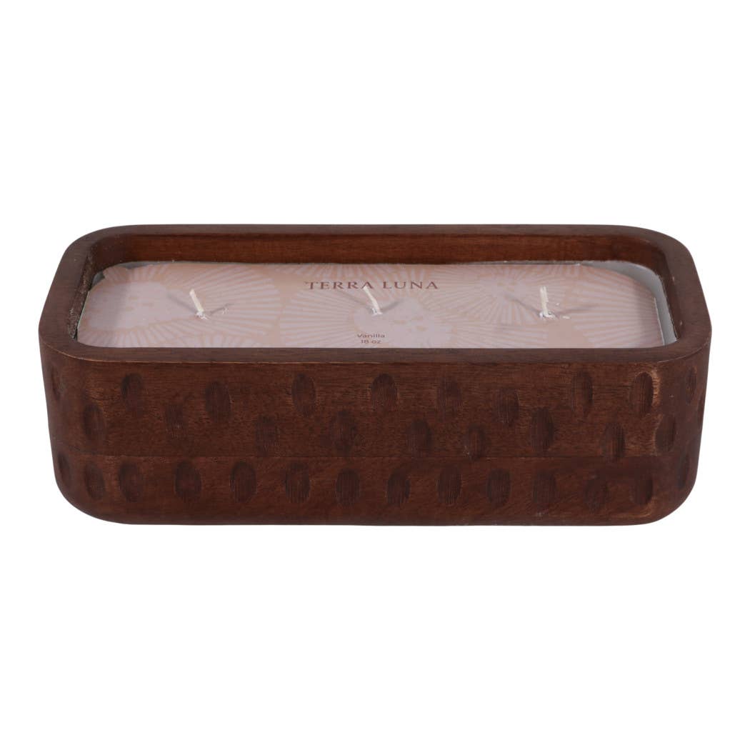 Brown Mango Pottery "Wood Hammered", 18 Oz, Vanilla Scented Candle