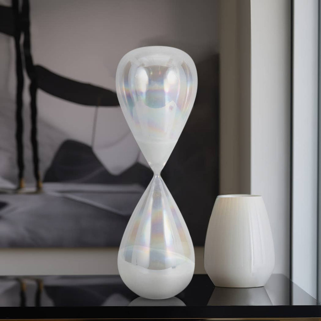 Glass Large Iridescent Teardrop Hourglass - Clear, 20 in.
