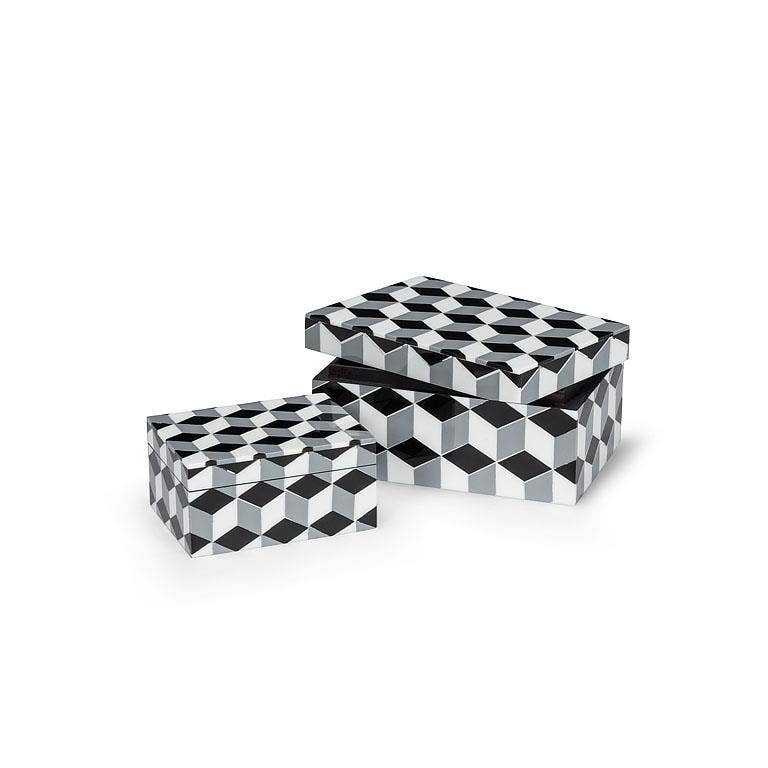 Set of 2 Rectangle Mosaic Boxes - Grey