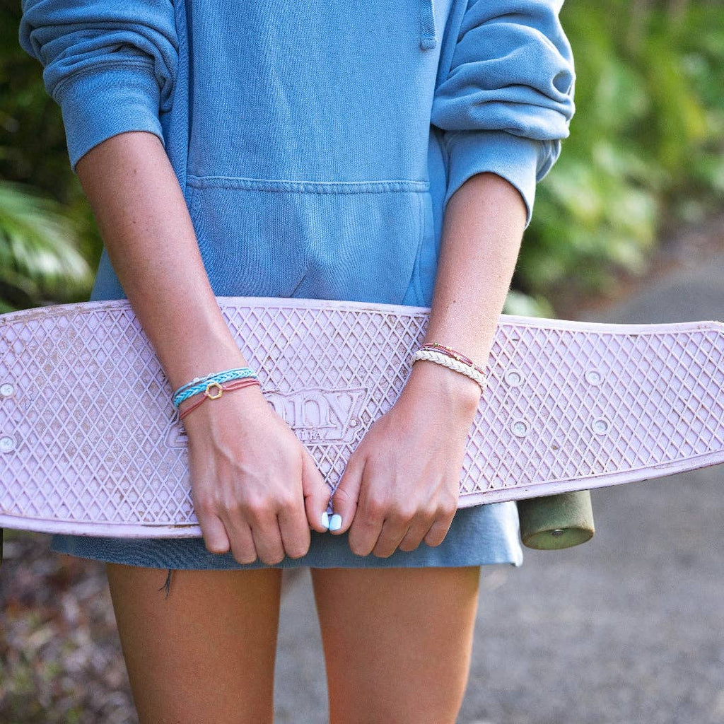 "Live" Teal and Coral with Gold Accent Hair Tie Bracelets- K'lani hair tie bracelets